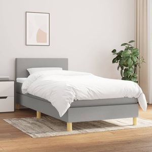 vidaXL, vidaXL Boxspringbett mit Matratze Hellgrau 80x200 cm Stoff