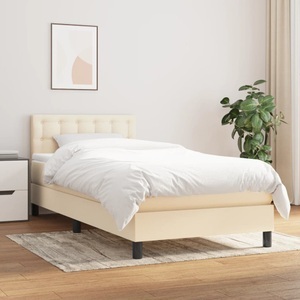 vidaXL, vidaXL Boxspringbett mit Matratze Creme 90x190 cm Stoff, vidaXL Boxspringbett mit Matratze Creme 90x190 cm Stoff
