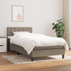 vidaXL, vidaXL Boxspringbett mit Matratze Taupe 90x200 cm Stoff, vidaXL Boxspringbett mit Matratze Taupe 90x200 cm Stoff