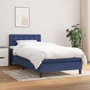 vidaXL, vidaXL Boxspringbett mit Matratze Blau 100x200 cm Stoff, vidaXL Boxspringbett mit Matratze Blau 100x200 cm Stoff