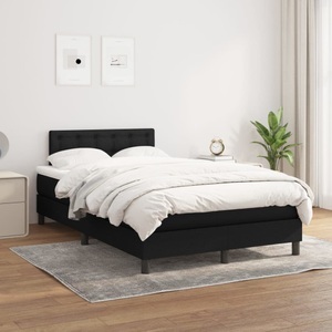 vidaXL, vidaXL Boxspringbett mit Matratze Schwarz 120x200 cm Stoff