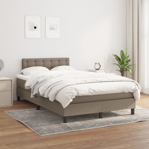 vidaXL, vidaXL Boxspringbett mit Matratze Taupe 120x200 cm Stoff