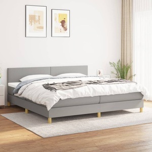 vidaXL, vidaXL Boxspringbett mit Matratze Hellgrau 200x200 cm Stoff, vidaXL Boxspringbett mit Matratze Hellgrau 200x200 cm Stoff