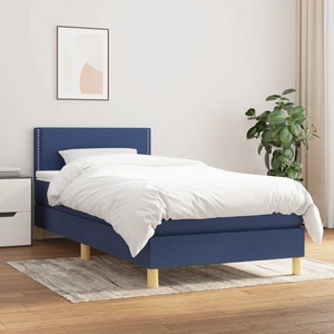 vidaXL, vidaXL Boxspringbett mit Matratze Blau 80x200 cm Stoff, vidaXL Boxspringbett mit Matratze Blau 80x200 cm Stoff