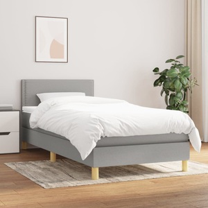 vidaXL, vidaXL Boxspringbett mit Matratze Hellgrau 90x190 cm Stoff