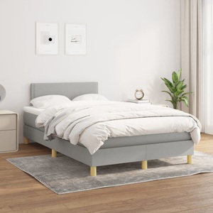 vidaXL, vidaXL Boxspringbett mit Matratze Hellgrau 120x200 cm Stoff