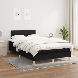 vidaXL, vidaXL Boxspringbett mit Matratze Schwarz 120x200 cm Stoff