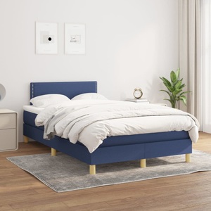 vidaXL, vidaXL Boxspringbett mit Matratze Blau 120x200 cm Stoff