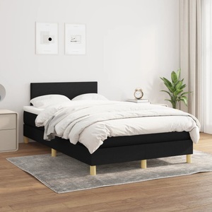 vidaXL, vidaXL Boxspringbett mit Matratze Schwarz 120x200 cm Stoff