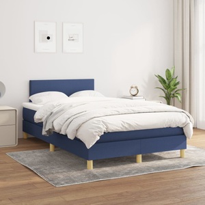 vidaXL, vidaXL Boxspringbett mit Matratze Blau 120x200 cm Stoff