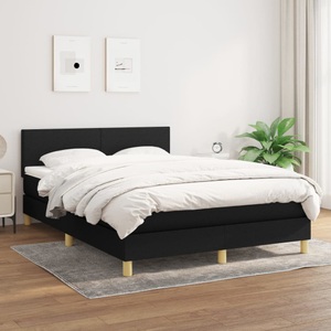 vidaXL, vidaXL Boxspringbett mit Matratze Schwarz 140x200 cm Stoff