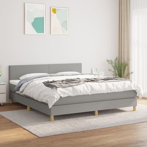 vidaXL, vidaXL Boxspringbett mit Matratze Hellgrau 160x200 cm Stoff