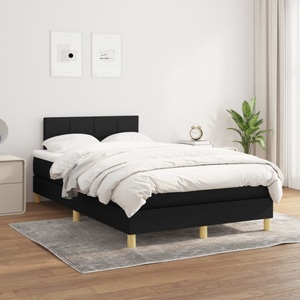vidaXL, vidaXL Boxspringbett mit Matratze Schwarz 120x200 cm Stoff