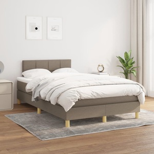vidaXL, vidaXL Boxspringbett mit Matratze Taupe 120x200 cm Stoff