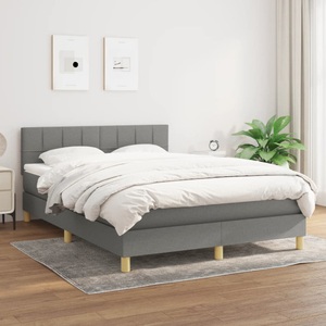 vidaXL, vidaXL Boxspringbett mit Matratze Dunkelgrau 140x200 cm Stoff, vidaXL Boxspringbett mit Matratze Dunkelgrau 140x200 cm Stoff