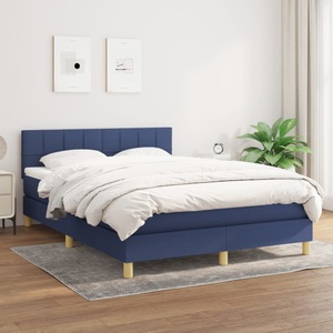 vidaXL, vidaXL Boxspringbett mit Matratze Blau 140x200 cm Stoff, 