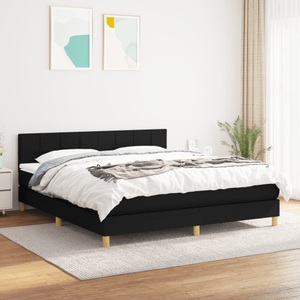 vidaXL, vidaXL Boxspringbett mit Matratze Schwarz 160x200 cm Stoff, vidaXL Boxspringbett mit Matratze Schwarz 160x200 cm Stoff