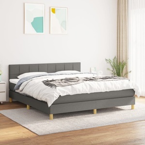 vidaXL, vidaXL Boxspringbett mit Matratze Dunkelgrau 180x200 cm Stoff, vidaXL Boxspringbett mit Matratze Dunkelgrau 180x200 cm Stoff