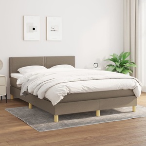 vidaXL, vidaXL Boxspringbett mit Matratze Taupe 140x200 cm Stoff, vidaXL Boxspringbett mit Matratze Taupe 140x200 cm Stoff