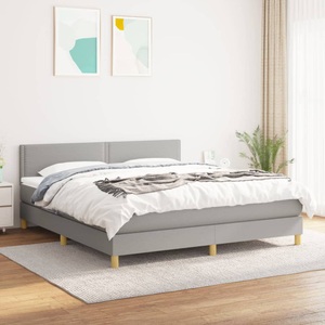 vidaXL, vidaXL Boxspringbett mit Matratze Hellgrau 180x200 cm Stoff, vidaXL Boxspringbett mit Matratze Hellgrau 180x200 cm Stoff