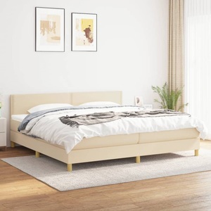 vidaXL, vidaXL Boxspringbett mit Matratze Creme 200x200 cm Stoff