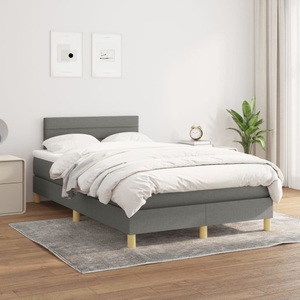 vidaXL, vidaXL Boxspringbett mit Matratze Dunkelgrau 120x200 cm Stoff