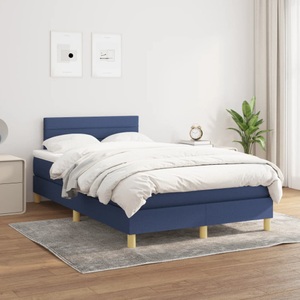 vidaXL, vidaXL Boxspringbett mit Matratze Blau 120x200 cm Stoff