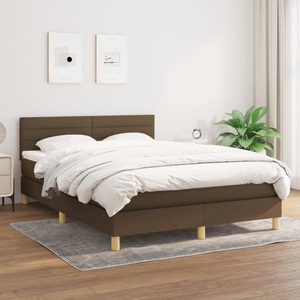 vidaXL, vidaXL Boxspringbett mit Matratze Dunkelbraun 140x200 cm Stoff, vidaXL Boxspringbett mit Matratze Dunkelbraun 140x200 cm Stoff