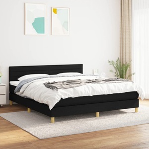 vidaXL, vidaXL Boxspringbett mit Matratze Schwarz 180x200 cm Stoff