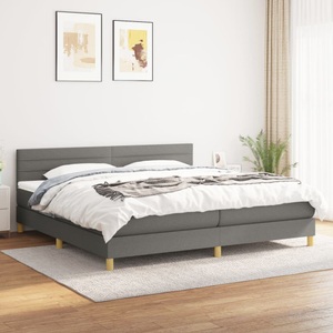 vidaXL, vidaXL Boxspringbett mit Matratze Dunkelgrau 200x200 cm Stoff, vidaXL Boxspringbett mit Matratze Dunkelgrau 200x200 cm Stoff
