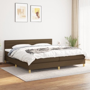 vidaXL, vidaXL Boxspringbett mit Matratze Dunkelbraun 200x200 cm Stoff, vidaXL Boxspringbett mit Matratze Dunkelbraun 200x200 cm Stoff