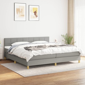 vidaXL, vidaXL Boxspringbett mit Matratze Hellgrau 200x200 cm Stoff