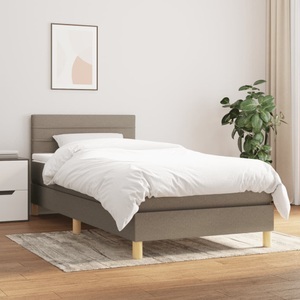 vidaXL, vidaXL Boxspringbett mit Matratze Taupe 90x200 cm Stoff, vidaXL Boxspringbett mit Matratze Taupe 90x200 cm Stoff