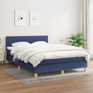 vidaXL, vidaXL Boxspringbett mit Matratze Blau 140x200 cm Stoff, vidaXL Boxspringbett mit Matratze Blau 140x200 cm Stoff