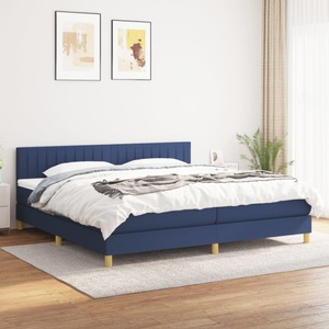 vidaXL, vidaXL Boxspringbett mit Matratze Blau 200x200 cm Stoff, vidaXL Boxspringbett mit Matratze Blau 200x200 cm Stoff