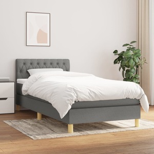 vidaXL, vidaXL Boxspringbett mit Matratze Dunkelgrau 90x190 cm Stoff, vidaXL Boxspringbett mit Matratze Dunkelgrau 90x190 cm Stoff