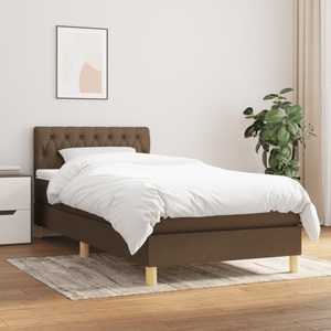 vidaXL, vidaXL Boxspringbett mit Matratze Dunkelbraun 90x200 cm Stoff