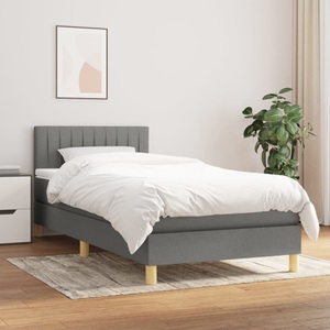 vidaXL, vidaXL Boxspringbett mit Matratze Dunkelgrau 100x200 cm Stoff, vidaXL Boxspringbett mit Matratze Dunkelgrau 100x200 cm Stoff