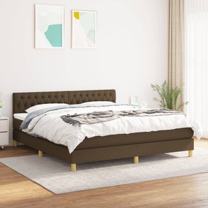 vidaXL, vidaXL Boxspringbett mit Matratze Dunkelbraun 180x200 cm Stoff, vidaXL Boxspringbett mit Matratze Dunkelbraun 180x200 cm Stoff