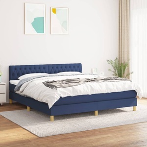 vidaXL, vidaXL Boxspringbett mit Matratze Blau 180x200 cm Stoff, vidaXL Boxspringbett mit Matratze Blau 180x200 cm Stoff