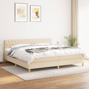 vidaXL, vidaXL Boxspringbett mit Matratze Creme 200x200 cm Stoff
