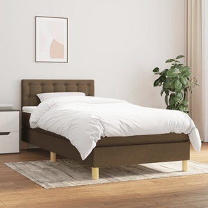 vidaXL, vidaXL Boxspringbett mit Matratze Dunkelbraun 90x190 cm Stoff, vidaXL Boxspringbett mit Matratze Dunkelbraun 90x190 cm Stoff