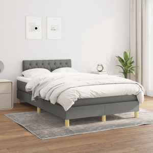 vidaXL, vidaXL Boxspringbett mit Matratze Dunkelgrau 120x200 cm Stoff