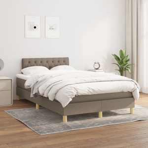 vidaXL, vidaXL Boxspringbett mit Matratze Taupe 120x200 cm Stoff