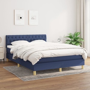 vidaXL, vidaXL Boxspringbett mit Matratze Blau 140x200 cm Stoff, vidaXL Boxspringbett mit Matratze Blau 140x200 cm Stoff