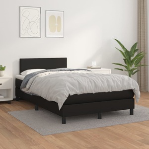 vidaXL, vidaXL Boxspringbett mit Matratze Schwarz 120x200 cm Kunstleder