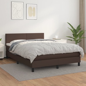 vidaXL, vidaXL Boxspringbett mit Matratze Braun 140x200 cm Kunstleder, 
