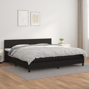 vidaXL, vidaXL Boxspringbett mit Matratze Schwarz 200x200 cm Kunstleder, vidaXL Boxspringbett mit Matratze Schwarz 200x200 cm Kunstleder
