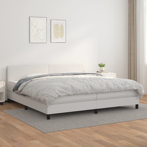vidaXL, vidaXL Boxspringbett mit Matratze Weiß 200x200 cm Kunstleder