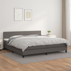 vidaXL, vidaXL Boxspringbett mit Matratze Grau 200x200 cm Kunstleder